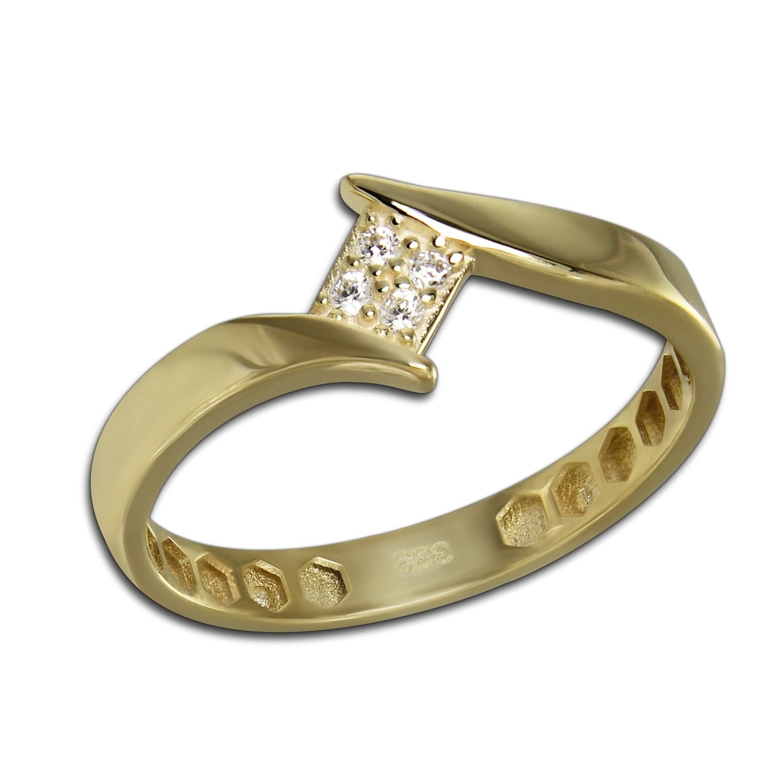 GoldDream Goldring GoldDream Gold Ring Square Gr.54 (Fingerring), Damen Ring Square, 54 (17,2), 333 Gelbgold - 8 Karat, gold, weiß