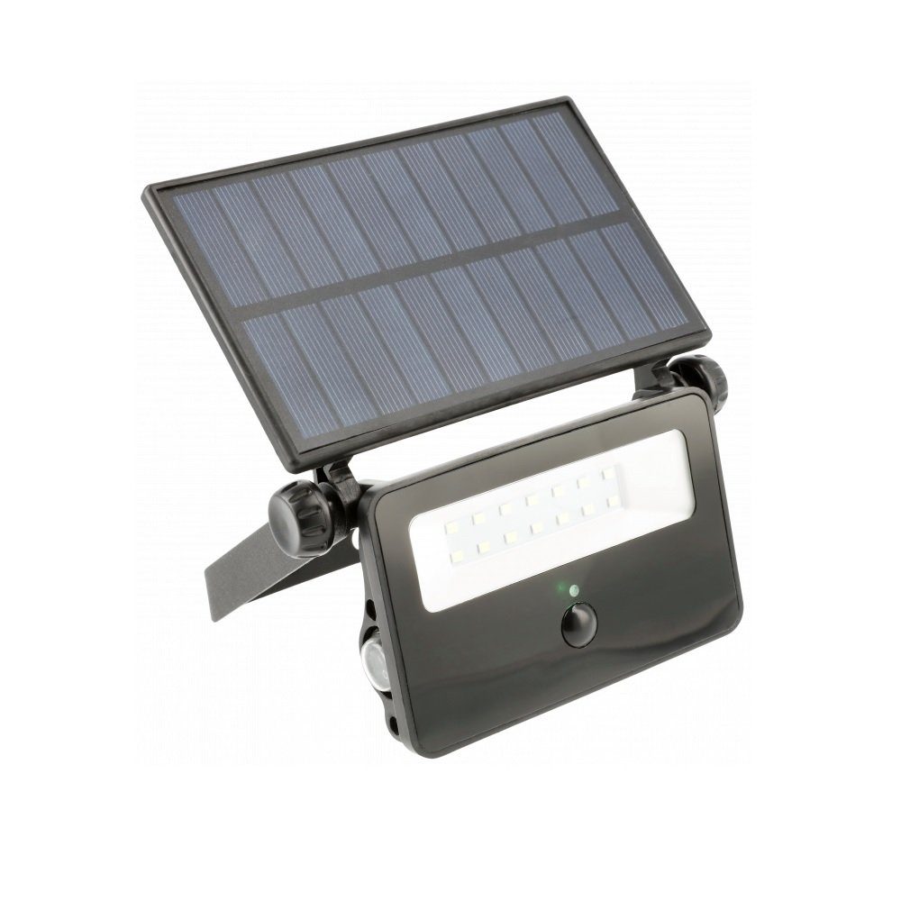 GTV LED Außen-Deckenleuchte 10 Watt LED Solarfluter Außenleuchte mit Bewegungssensor in schwarz, 10 Watt, 850 Lumen, Kaltweiß, IP65
