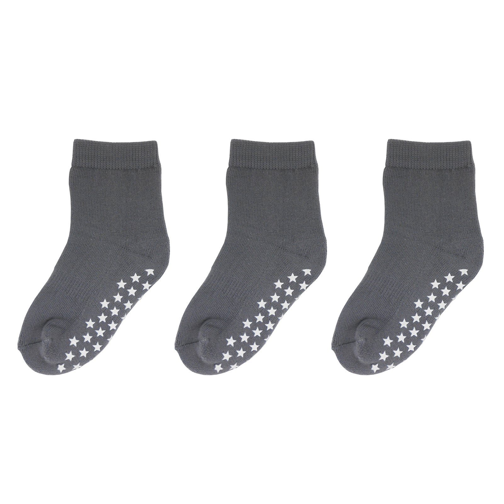 Yalion Langsocken Weiche Kinder Baumwoll Socken Babysocken (3-Paar) mit Halbplüsch Rutschfest und warm, Natur hautfreundlich grau
