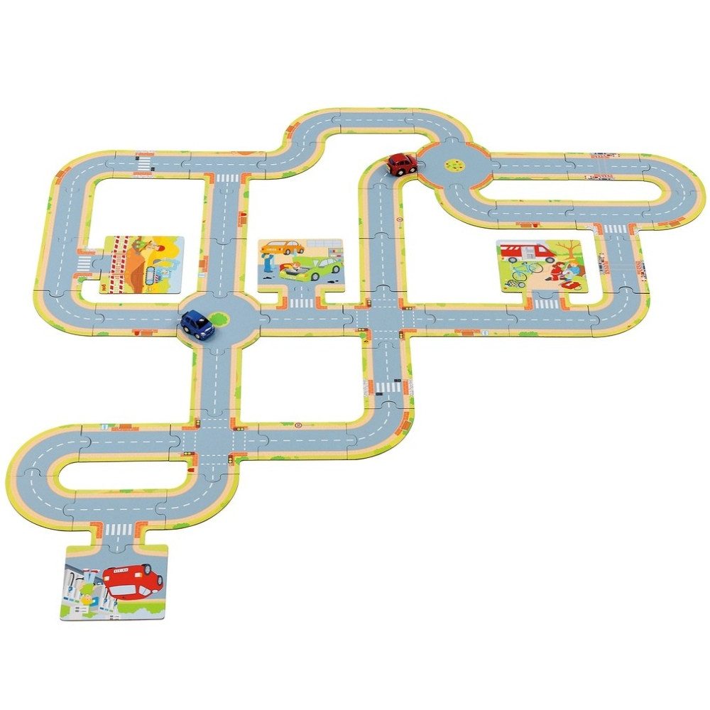 goki Spielzeug-Auto goki Spielstraße mit 2 Fahrzeugen