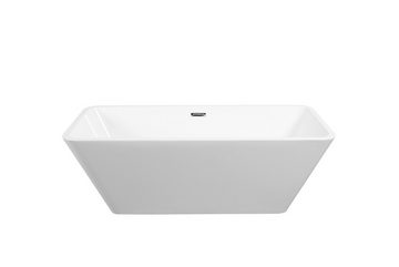 IDEASY Badewanne Freistehende Badewanne aus Acryl, weiß, hochwertiges Messingventil, verhindert Überlaufen, leicht zu reinigen, 168*75*58 cm