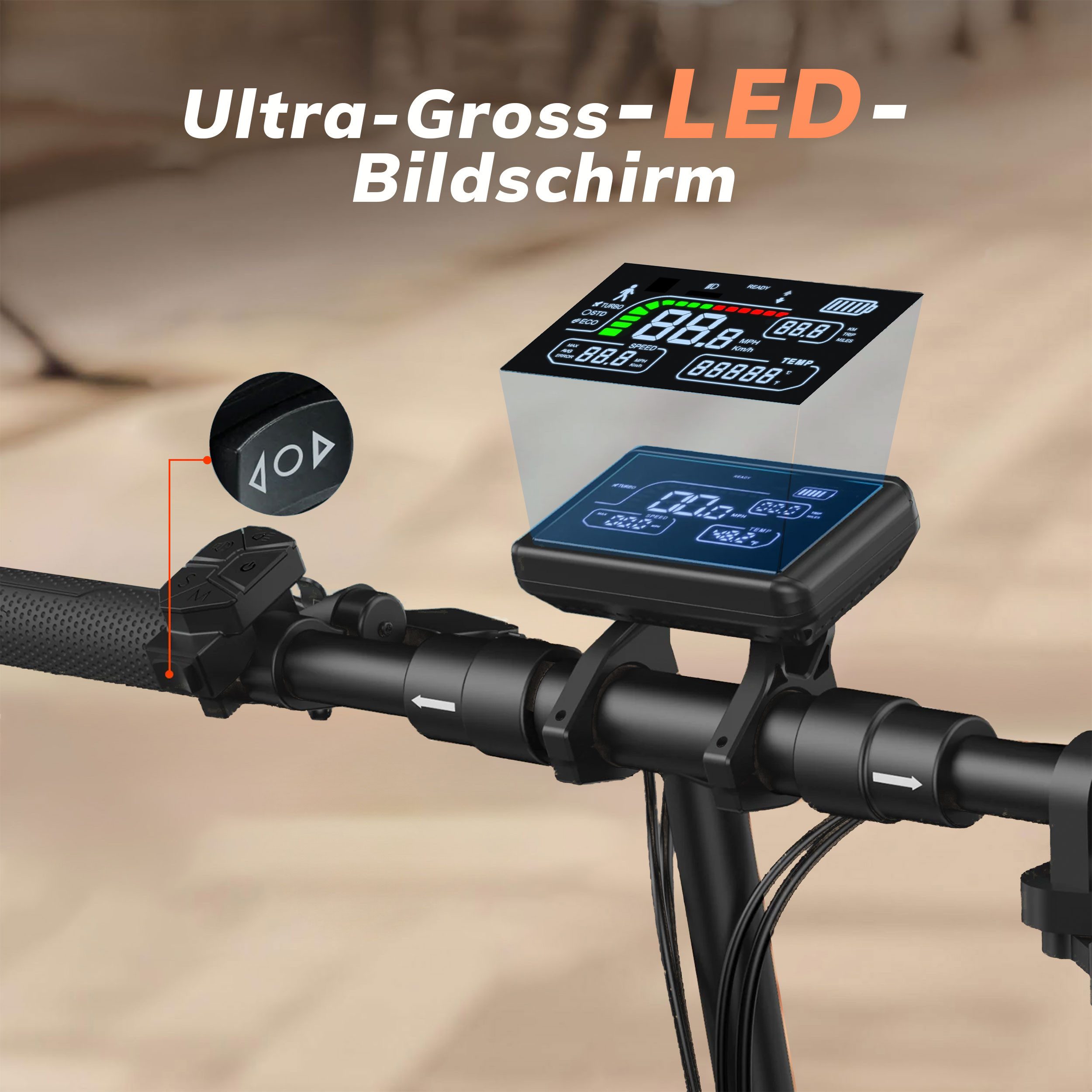 Leawin 10-inch electric scooter with road approval (ABE), foldable, max. 60km range, 500W, 20km/h (with turn signals, 20% incline capability, 10-inch off-road tires), 48V 600Wh, e-scooter, dual shock absorbers, off-road