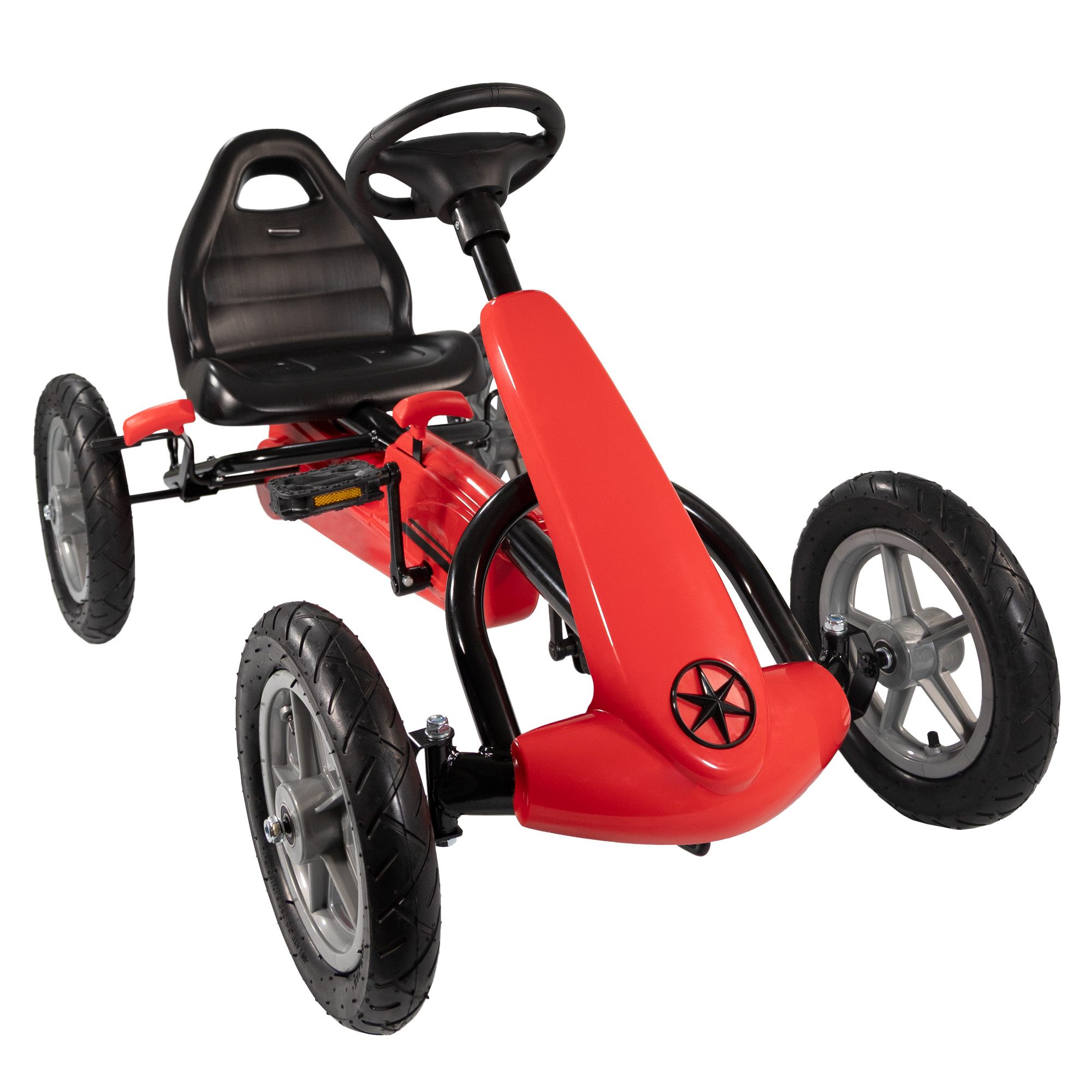 Go-Kart Tretfahrzeug mit Handbremse und Leerlauf, Kinderfahrzeug ab 5 Jahre