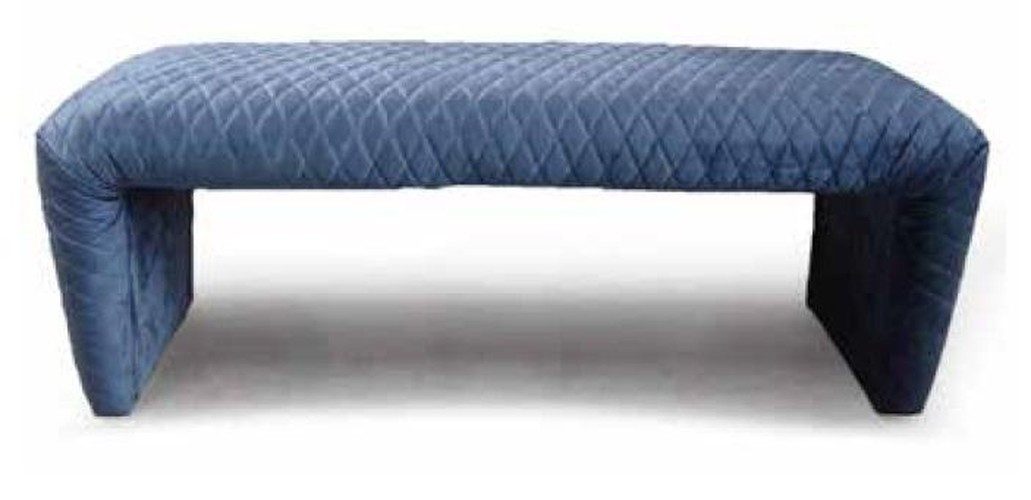 JVmoebel Bettbank Modischer Hocker in Blau mit edlem Textilbezug und Holzfüßen (1-St., Hocker), Made in Europa