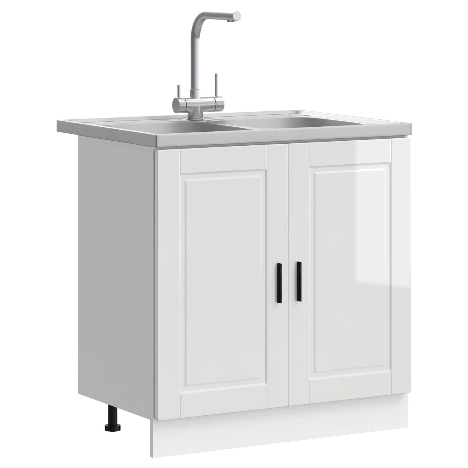 vidaXL Badezimmerspiegelschrank Waschbecken-Unterschrank Porto 2 stk. Weiß 80 x 46 x 81.5 cm (2-St)