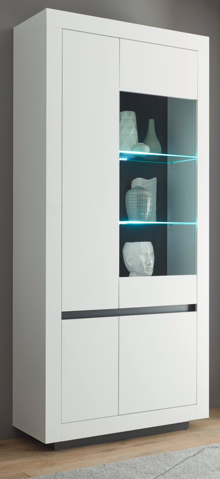 Standvitrine Weiß Hochglanz Esszimmer-Schrank Wohnzimmer