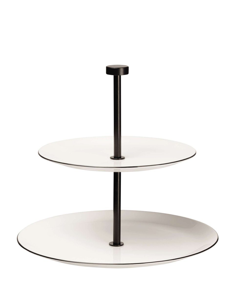 ASA SELECTION Etagere à table ligne noire Etagere 2 stufig rund 26,5 cm, Porzellan, (Etagere)