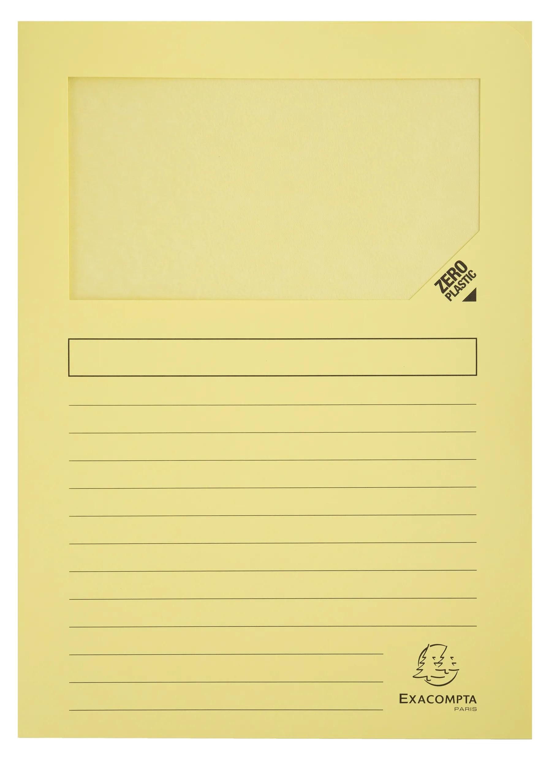 EXACOMPTA Organisationsmappe Pack 100 Fenstermappen, A4, 160g, plastikfrei, Kanariengelb, 50159E, Window folders