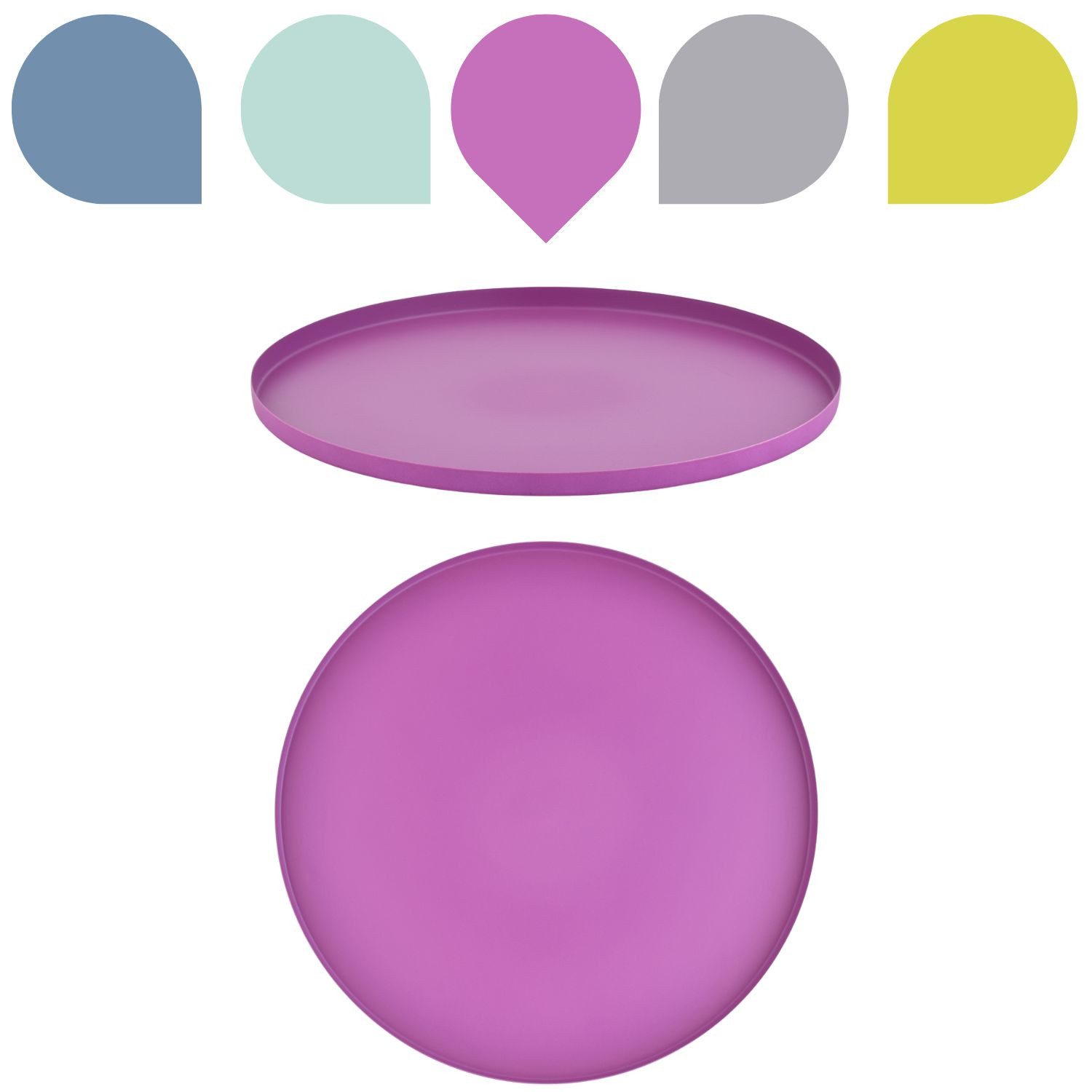 Marrakesch Orient & Mediterran Interior Dekotablett Callie Pink Tablett rund 25cm, Boho Chic Dekoablage aus Metal (1 St), Handarbeit