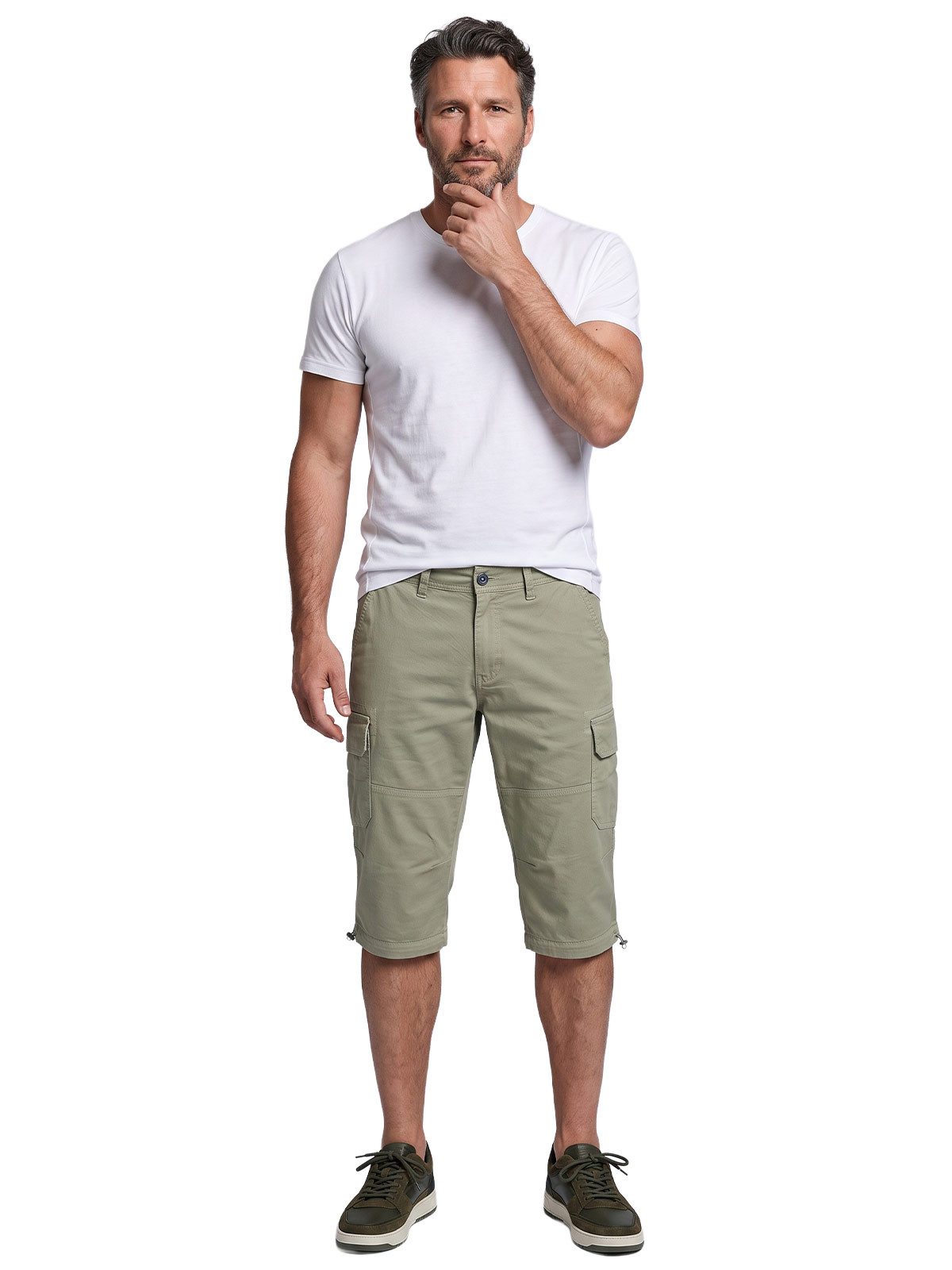 Engbers Caprihose Herren Capri Cargo Shorts aus Baumwolle, Khaki