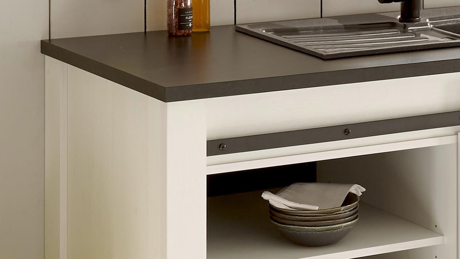Möbel Akut Spülenschrank Spültisch Sherwood Küchenschrank Pinie weiß 1 Tür 133 cm