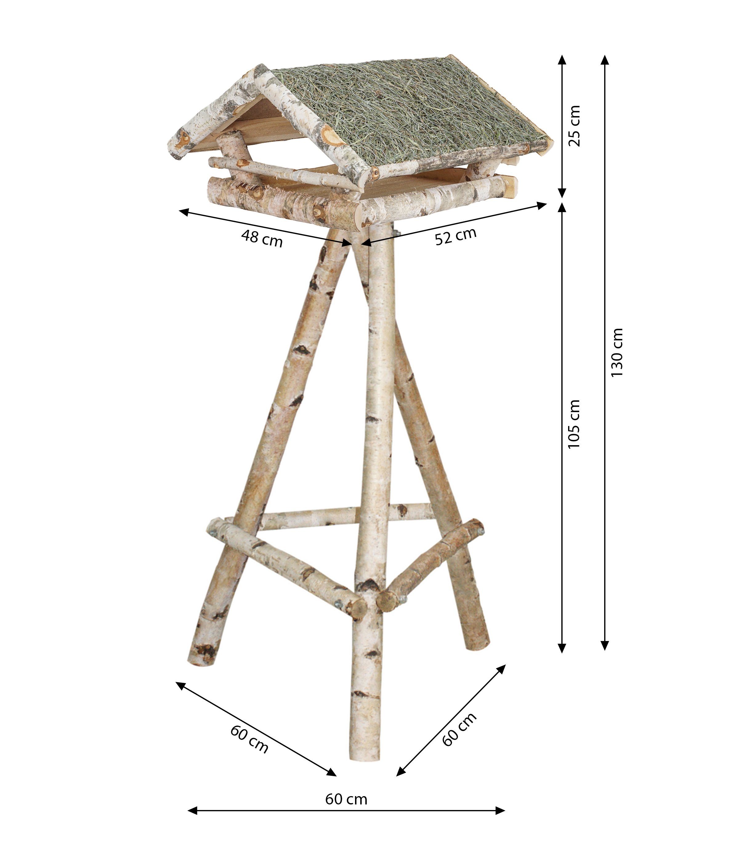 Dehner Vogelhaus Nürnberg für Wildvögel, mit Heudach, inkl. Ständer, Sichere Futterstelle aus Holz mit einzigartigem Design