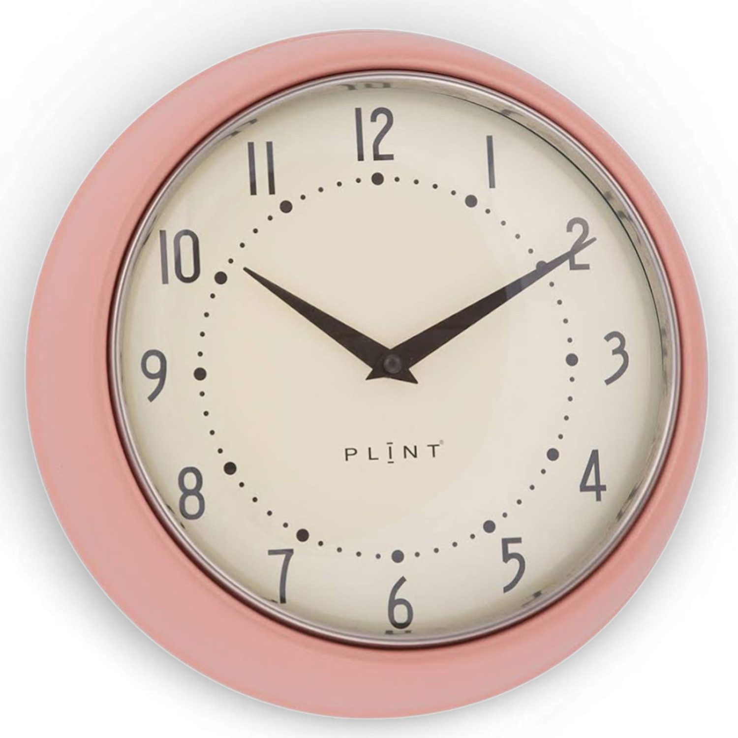 LS-LebenStil Wanduhr Nostalgische Metall Küchenuhr 23cm Rosa Vintage Bürouhr Quarzwerk (Lautlos Leise ohne Ticken - Schlafzimmer Flur Büro Küche Wohnzimmer)