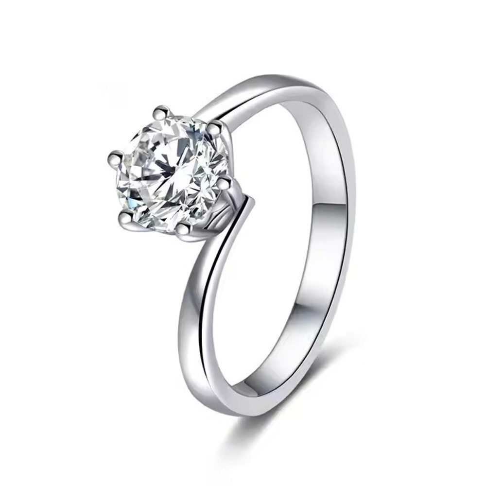 Runde Perlé Verlobungsring Strahlender Moissanit Damen Ring, Verlobung, 925er Silber, 1 Ct Moissanit, Echtschmuck
