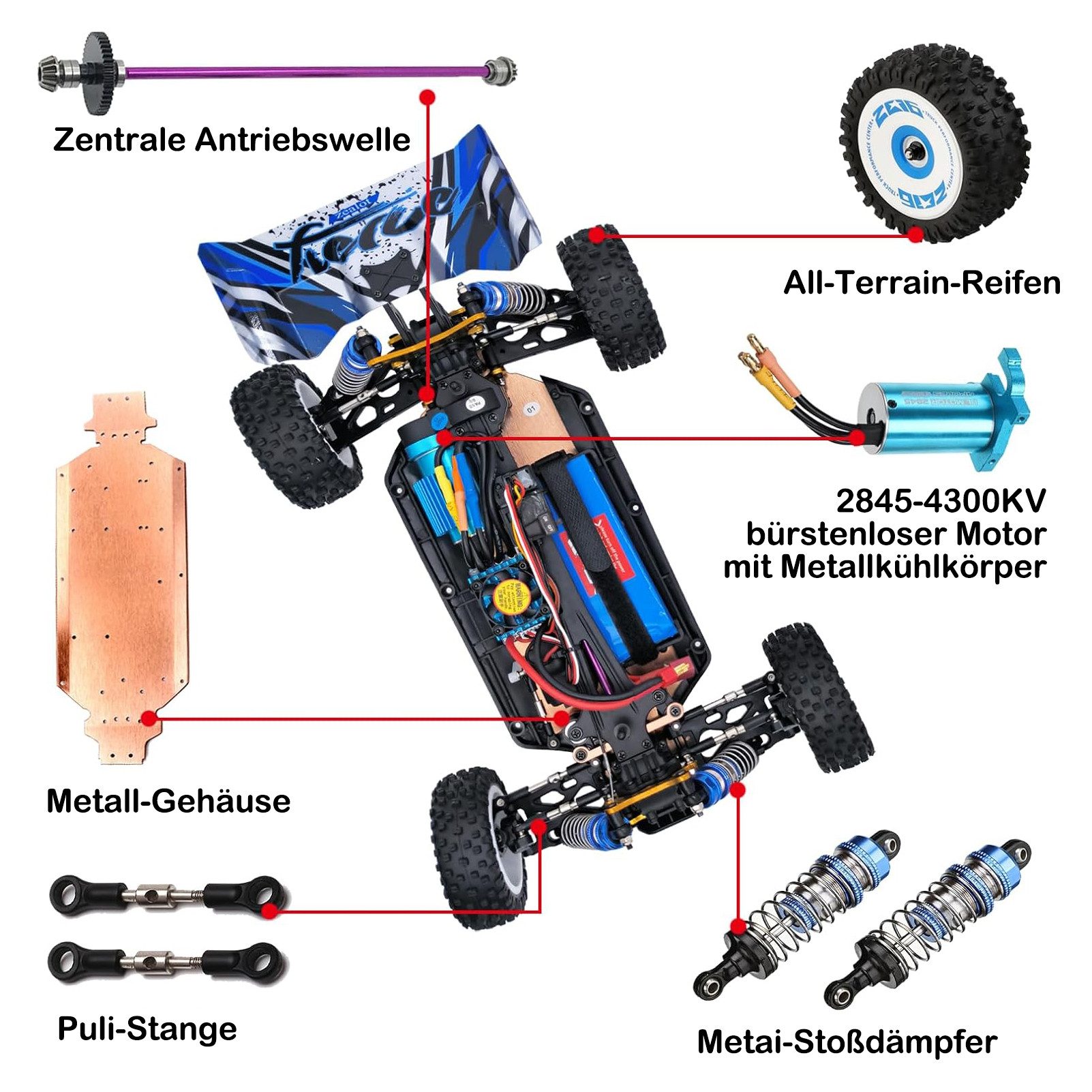 Esun RC-Auto Ferngesteuertes Auto ab 8 10 jahre,1:12 Rc Auto,75km/h (Packung, Komplettset), Kinder Auto mit Brushless Motor, Offroad rc drift car mit Akku