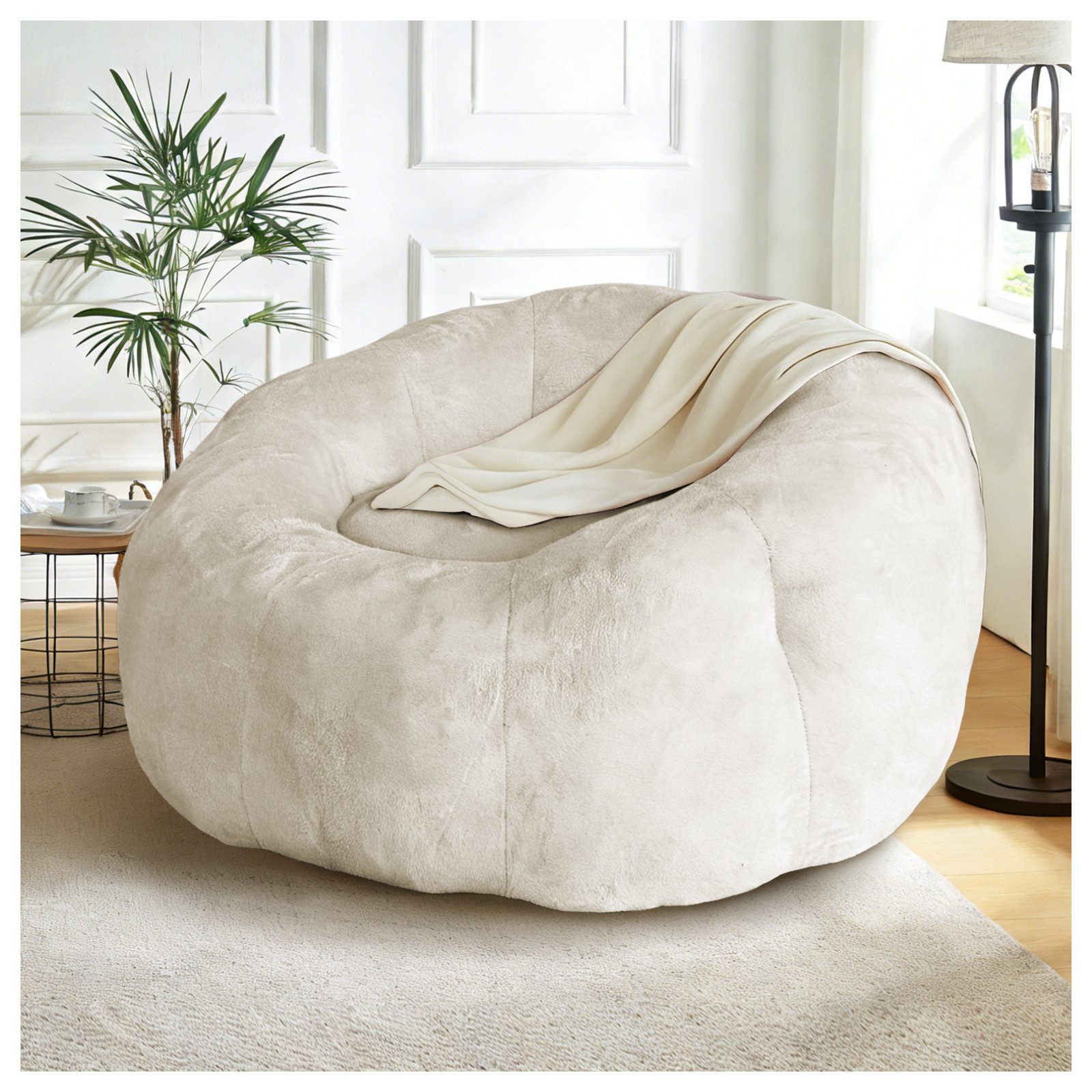 VUZINIC Sitzsack Übergroßer runder flauschiger Sitzsack aus weichem Kunstpelz (1 St), weiches Boden‑Sofa mit hochdichter Schwamm‑Füllung