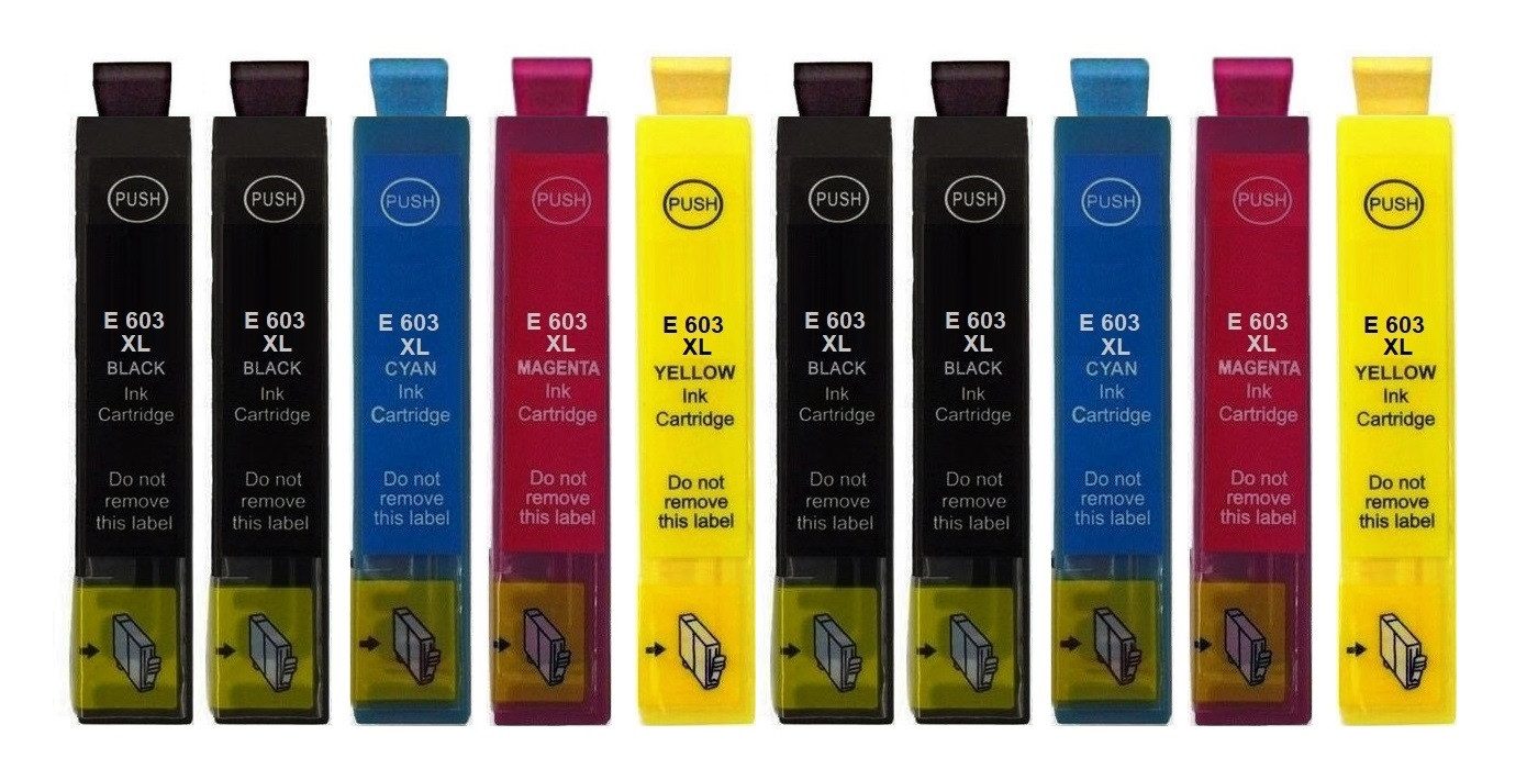 inkpro 10 Druckerpatronen 603XL kompatibel mit Epson 603 XL, Tintenpatrone (für XP-2100, XP-2105, XP-2150, XP-2155, XP-3100, XP-3105, XP-3150, XP-3155, XP-4100, XP-4105, XP-4150, XP-4155, WF-2810 DWF, WF-2820 DWF, WF-2830 DWF, WF-2835 DWF, WF-2840 DWF, WF-2845 DWF, WF-2850 DWF, WF-2870 DWF, 10-tlg., 4 x Schwarz und je 2 x Cyan, Magenta, Gelb)