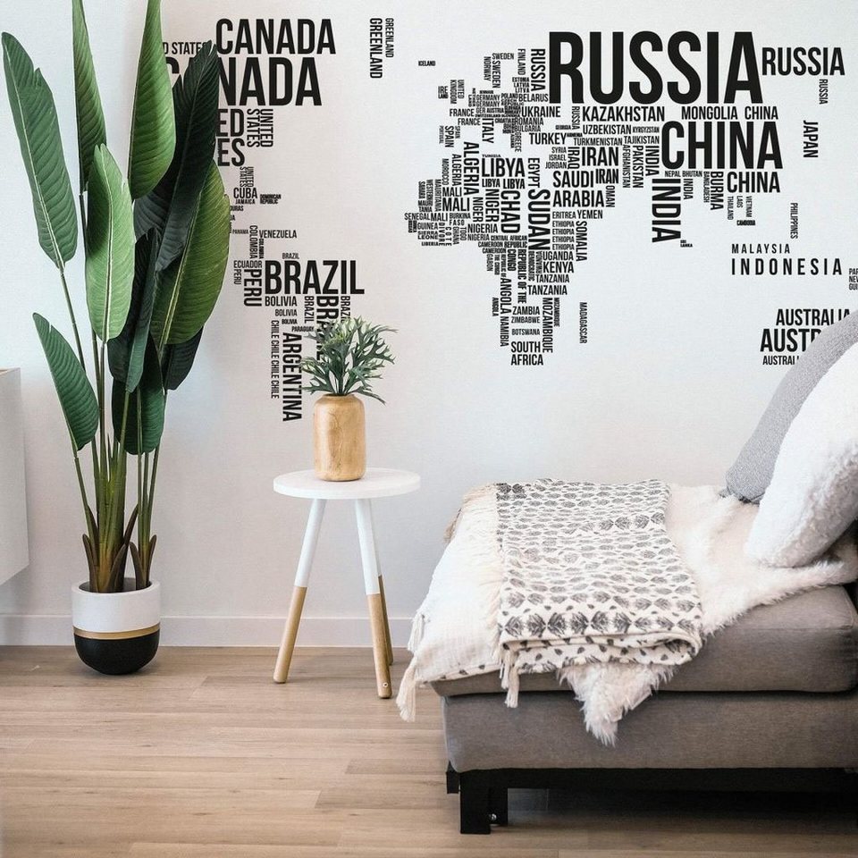 Wall-Art Wandtattoo Schriftzug Weltkarte Lernhilfe (1 St), selbstklebend,  entfernbar
