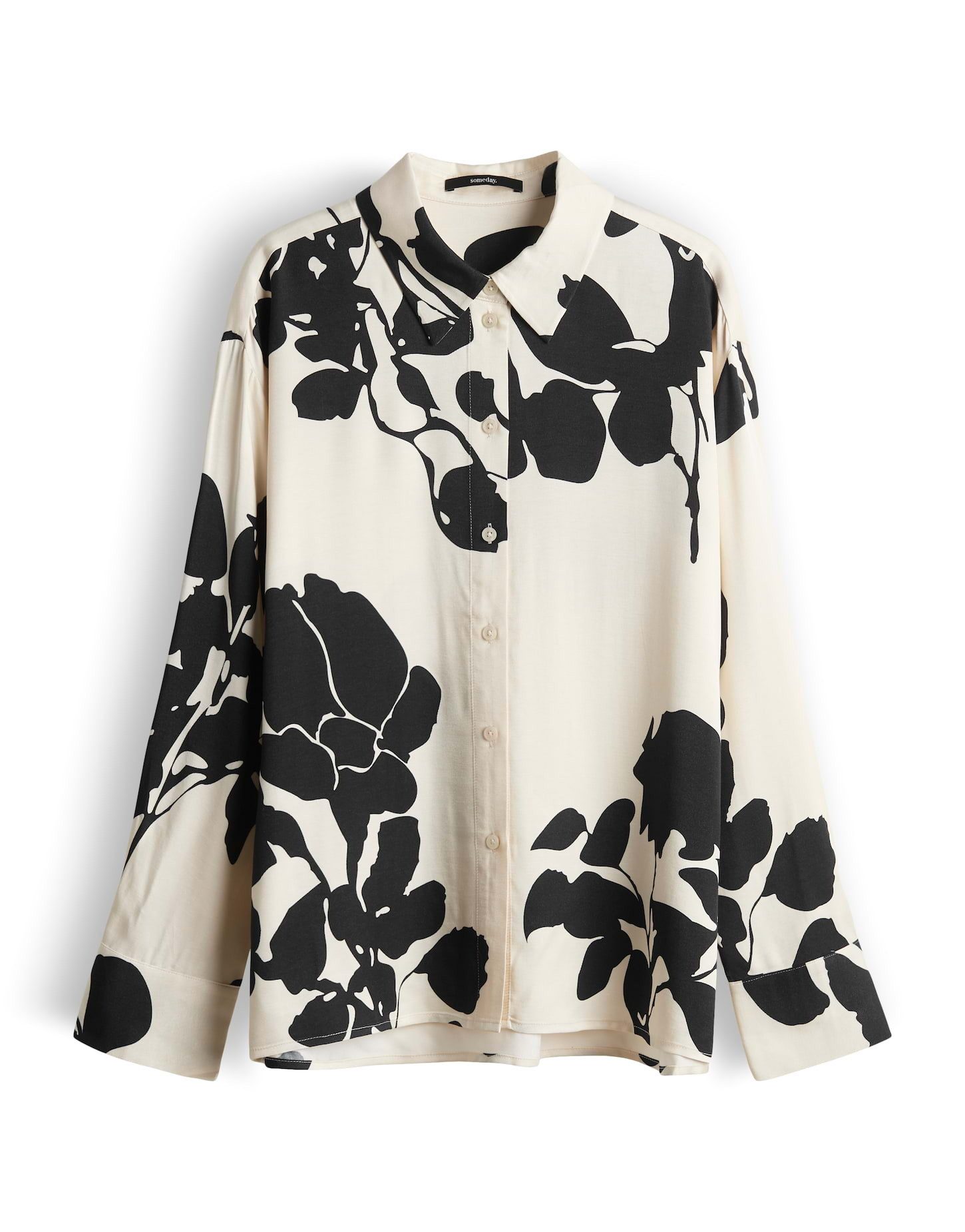 someday Langarmbluse Zeoul Printbluse aus Satin mit fließendem Fall Weite Passform, floral bedruckt mit Kellerfalte im Rücken