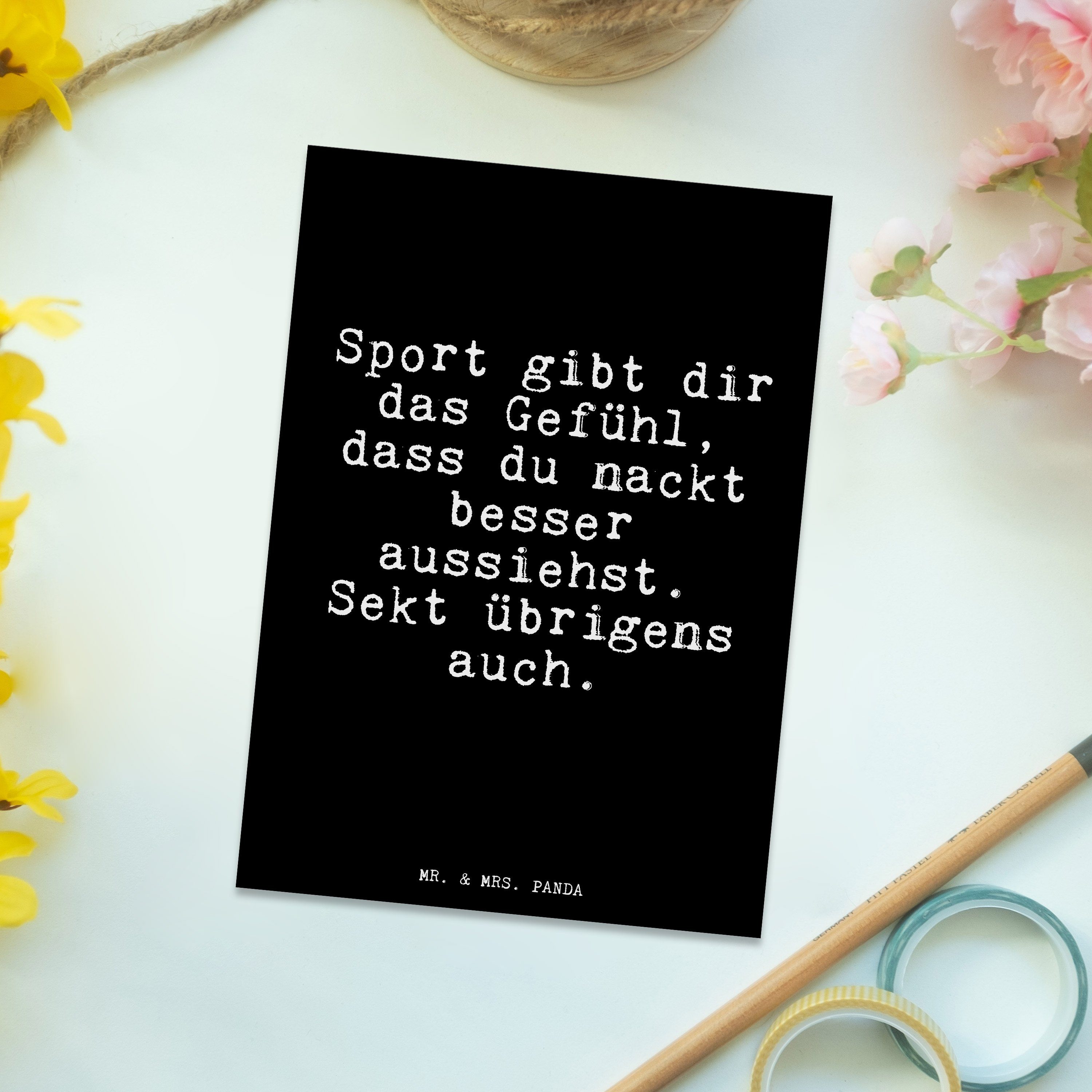 Geburtstagskarte Schwarz Postkarte & Sport Mrs. gibt Geschenk, das... Panda Spruch, dir - Mr. -