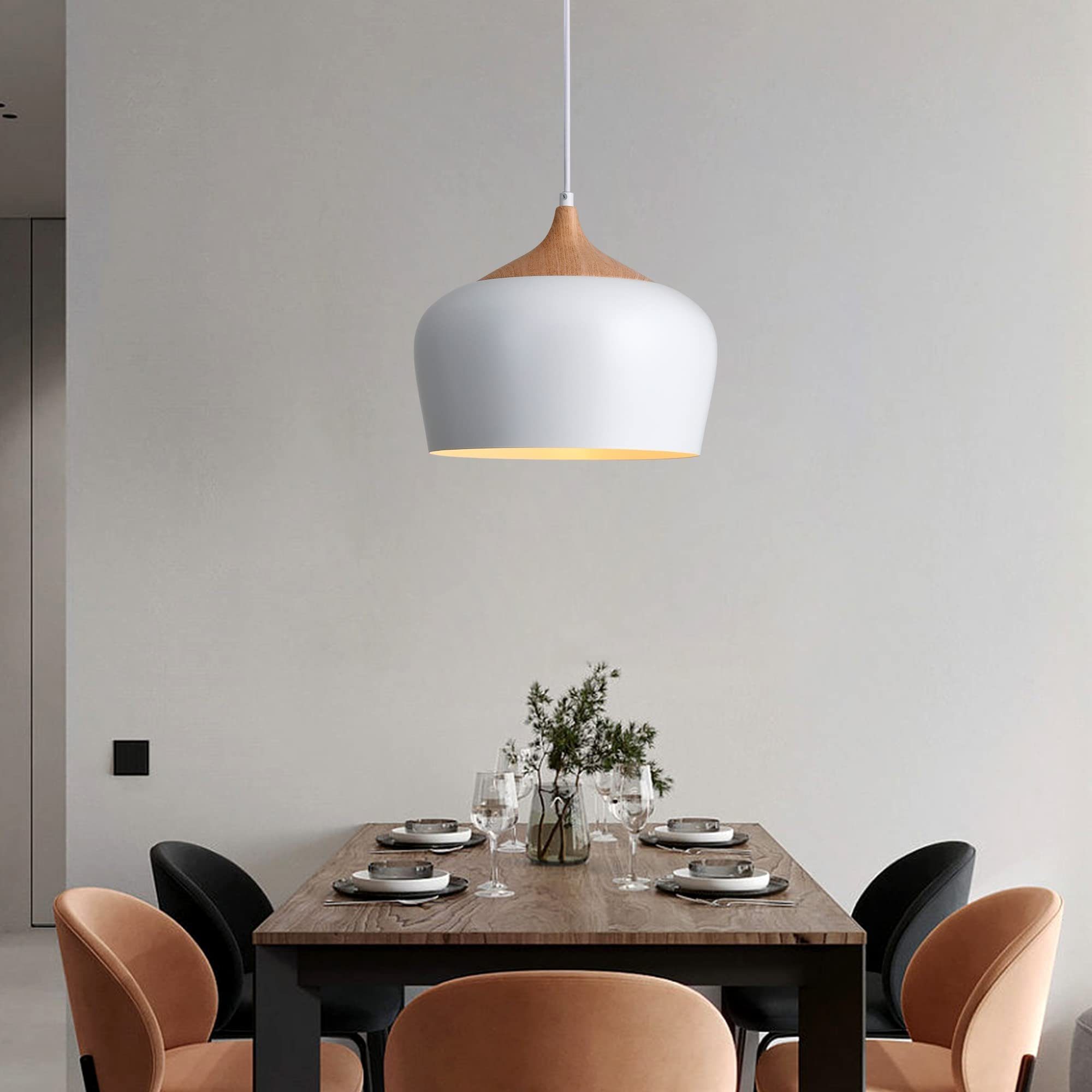 Leuchtmittel, Hängelampe Hängelampe Höhenverstellbar, für Lampe Modern ohne JDONG Weiß Skandinavischen Esstisch Holzelement mit Esszimmer E27 Pendelleuchte Wohnzimmer