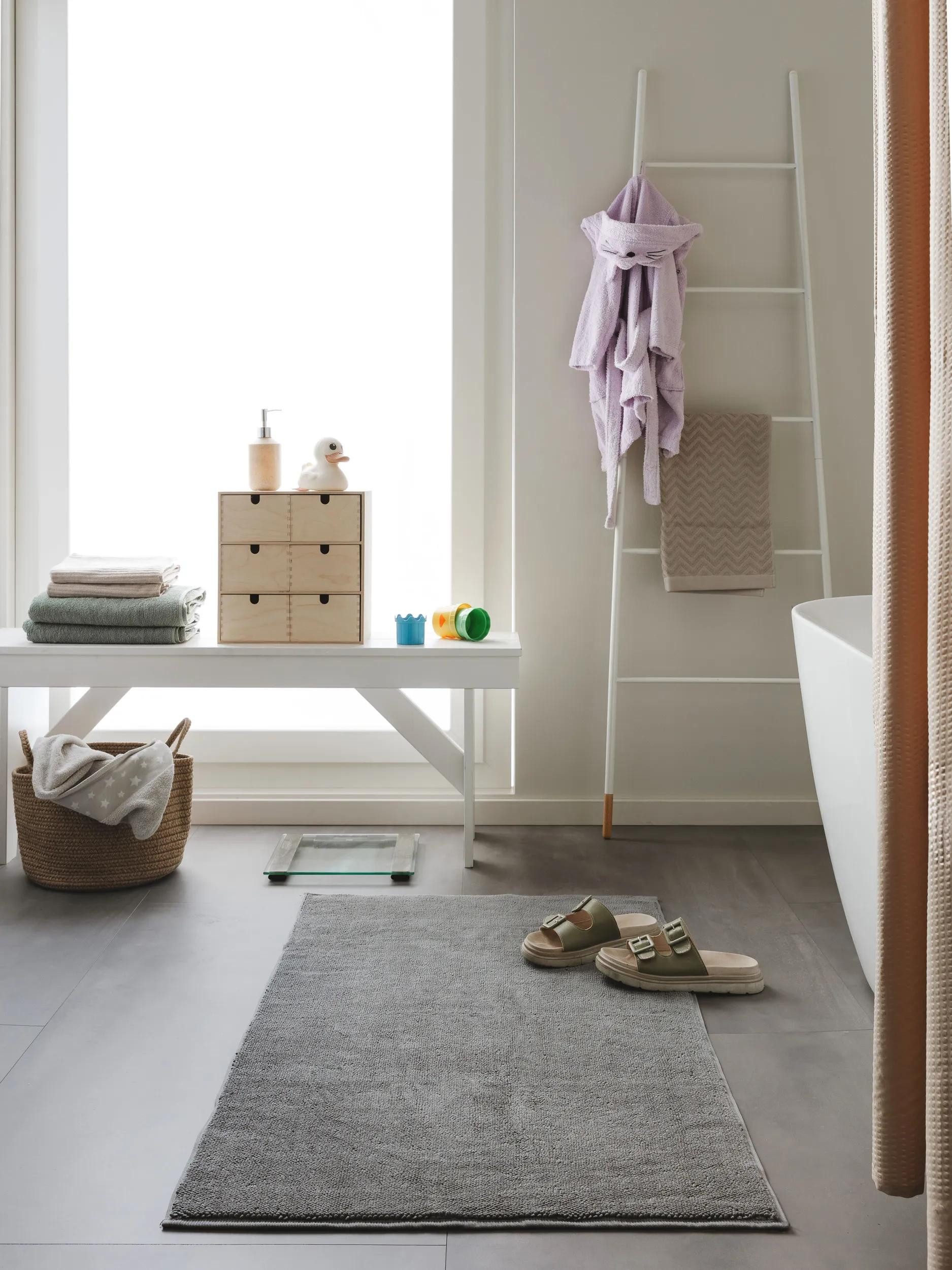 benuta Badematte Ole, Höhe 21 mm, Baumwolle, rechteckig, 100% Baumwolle, Uni, Minimalistisch, Badezimmer