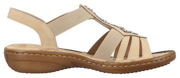 Rieker Sandale, Sommerschuh, Sandalette, Keilabsatz, mit Gummizügen für guten Sitz