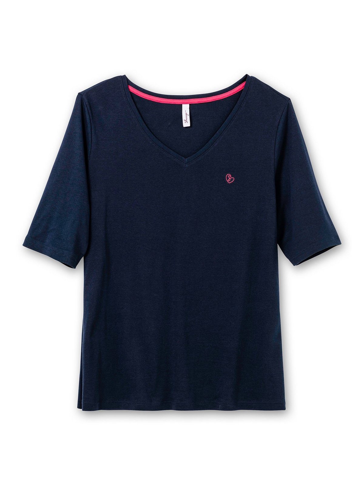 Sheego T-Shirt in mit Große Rippqualität Größen V-Ausschnitt
