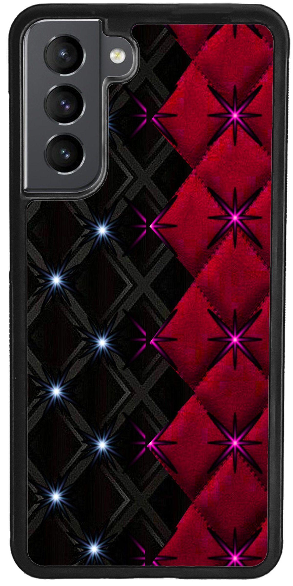 Traumhuelle Handyhülle TPU HÜLLE Silikon MOTIV 450 Case Cover Schutzhülle Backcover Etui 5G, Rot Sterne Bild Handy Bumper Smartphone Rückschale Schwarz