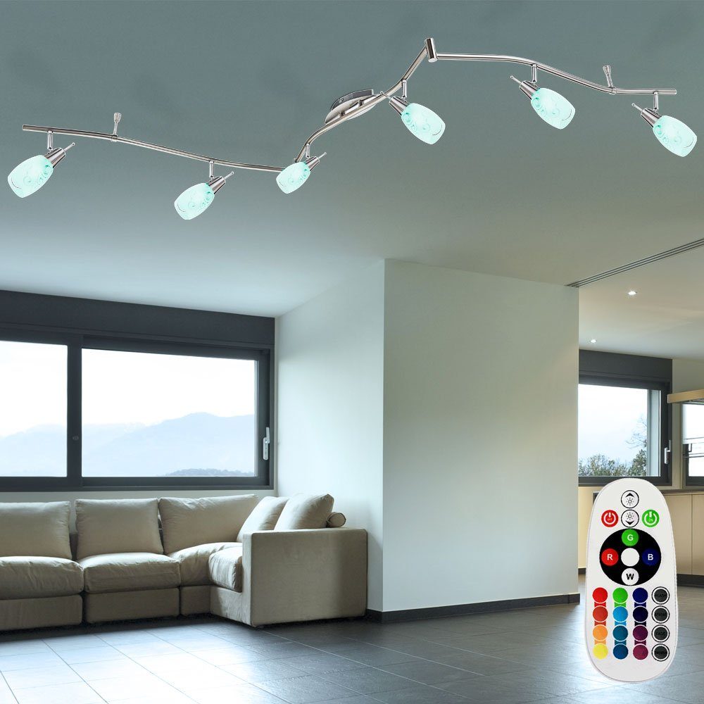 etc-shop LED Deckenleuchte, Leuchtmittel Ess schwenkbar inklusive, Zimmer Spot Lampe dimmbar Leuchte Farbwechsel, Glas Decken Warmweiß, Leiste