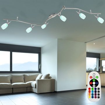 etc-shop LED Deckenleuchte, Leuchtmittel inklusive, Warmweiß, Farbwechsel, Decken Lampe dimmbar Ess Zimmer Glas Spot Leiste Leuchte schwenkbar