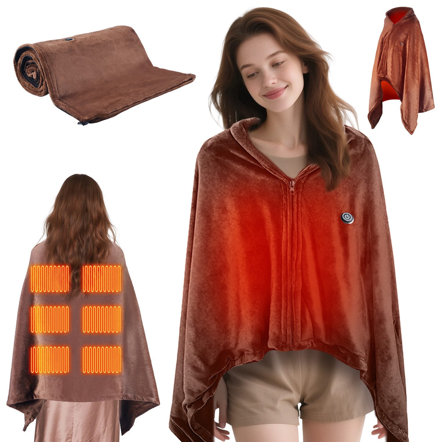 Heizdecke USB Heizdecke,Tragbar Beheizter Schal, Wärmedecke( 150 * 80cm) 