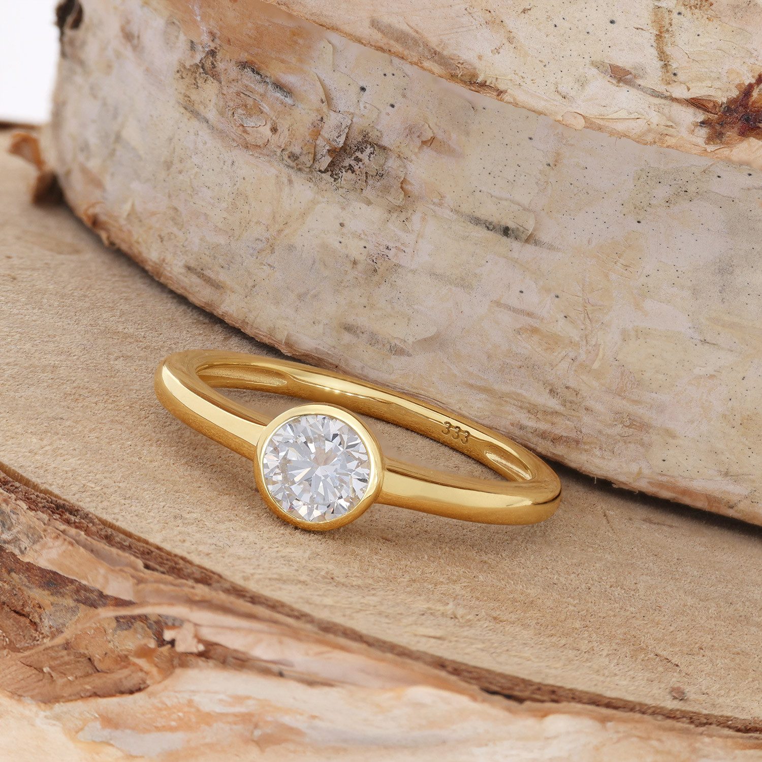 Glizz Solitärring Damenring Gold 333 mit Lab Grown Diamant 0,50 ct. Brillant