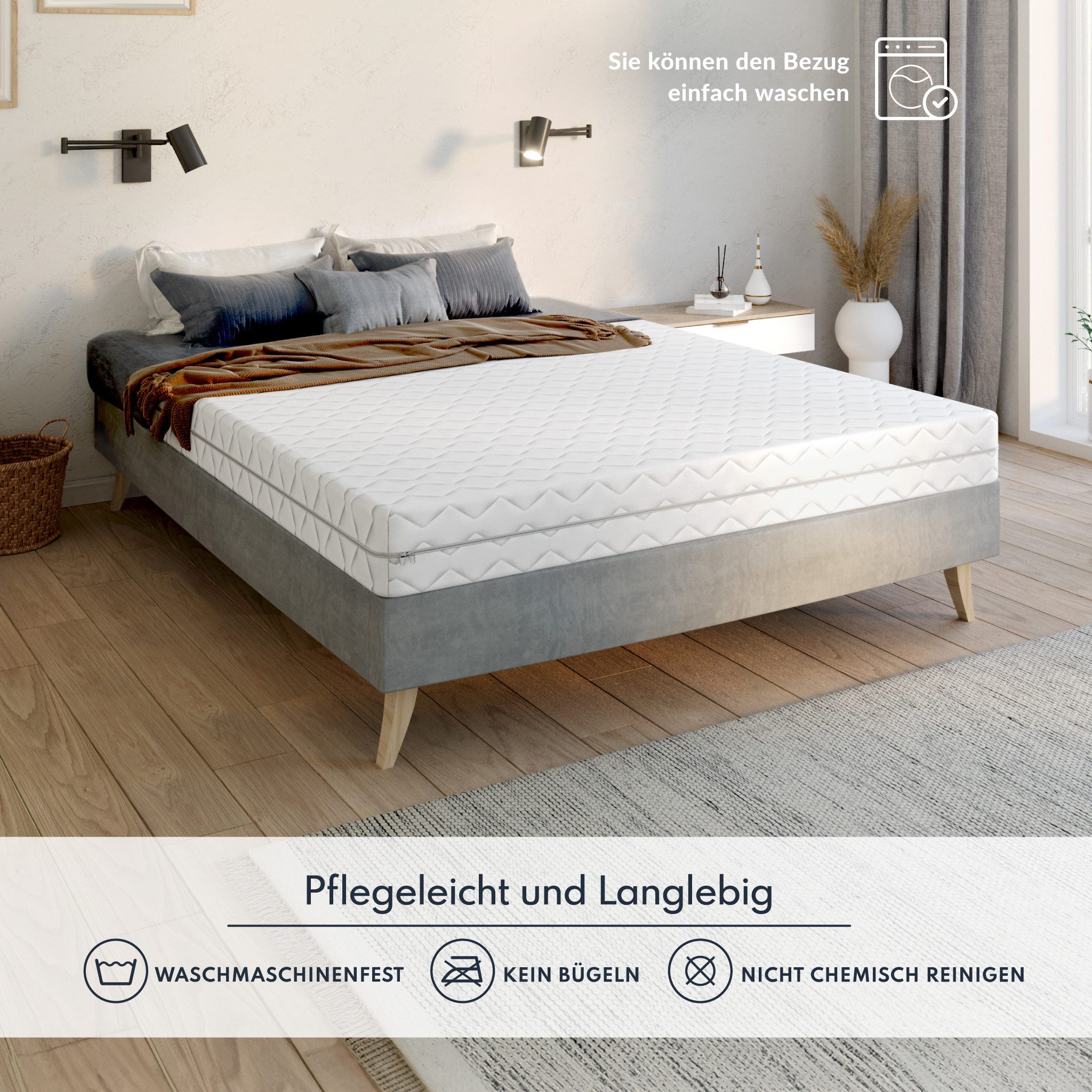 Taschenfederkernmatratze APUS Matratze H2 H3 80/90/100/120/140/160/180x200 cm Jersey Bezug, FDM, 24 cm hoch, (waschbarer Bezug), Wendematratze mit zwei untersch – Bild 4 von 5