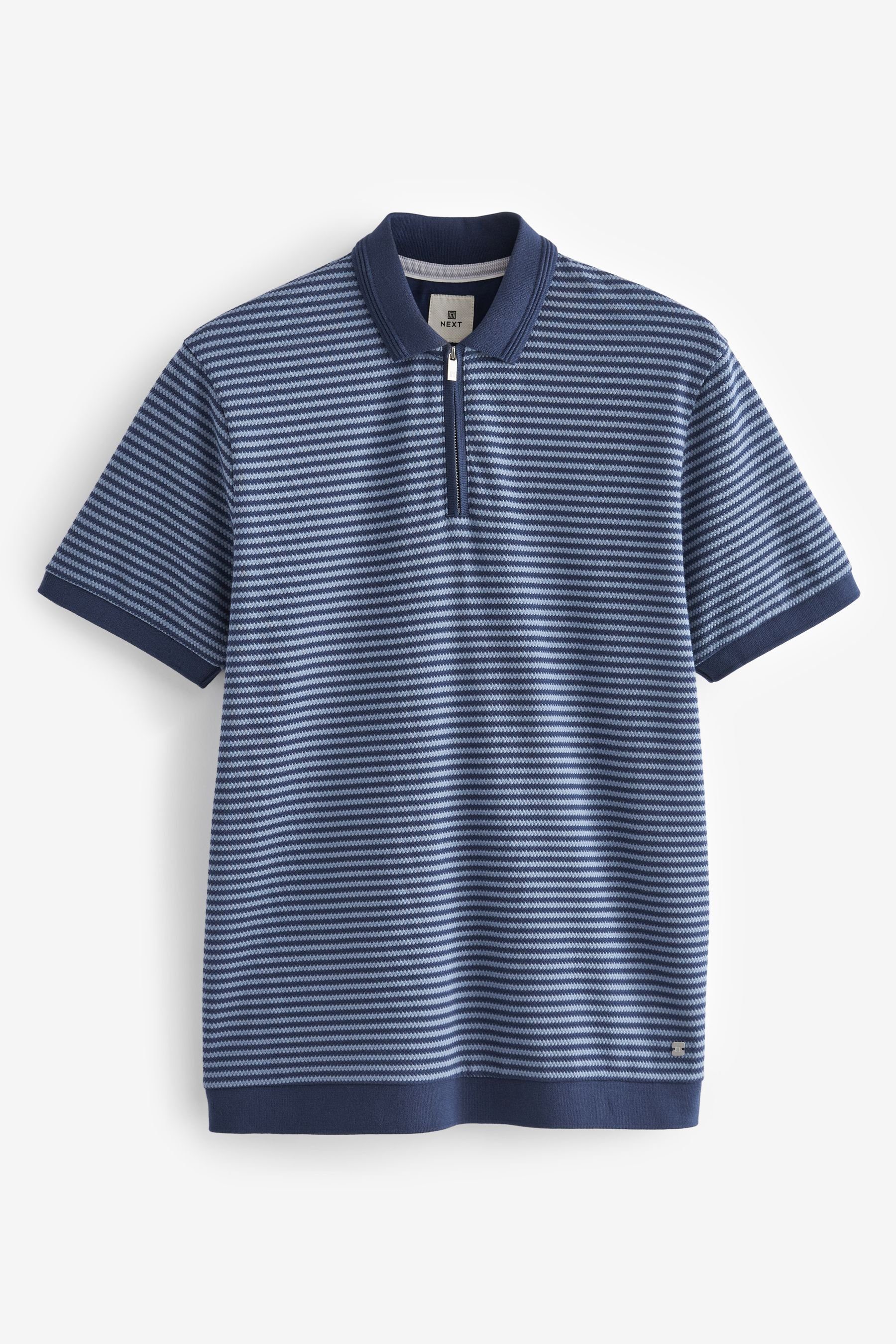Next Poloshirt Poloshirt mit Streifen und Schriftzug (1-tlg) Navy Blue