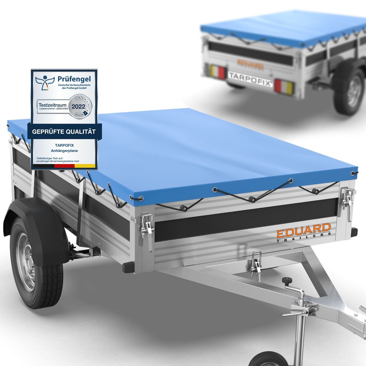Tarpofix® Schutzplane Tarpofix Anhängerplane Flachplane für 750kg Anhänger, Flachplane 266x160 cm Blau für Stema & Co.