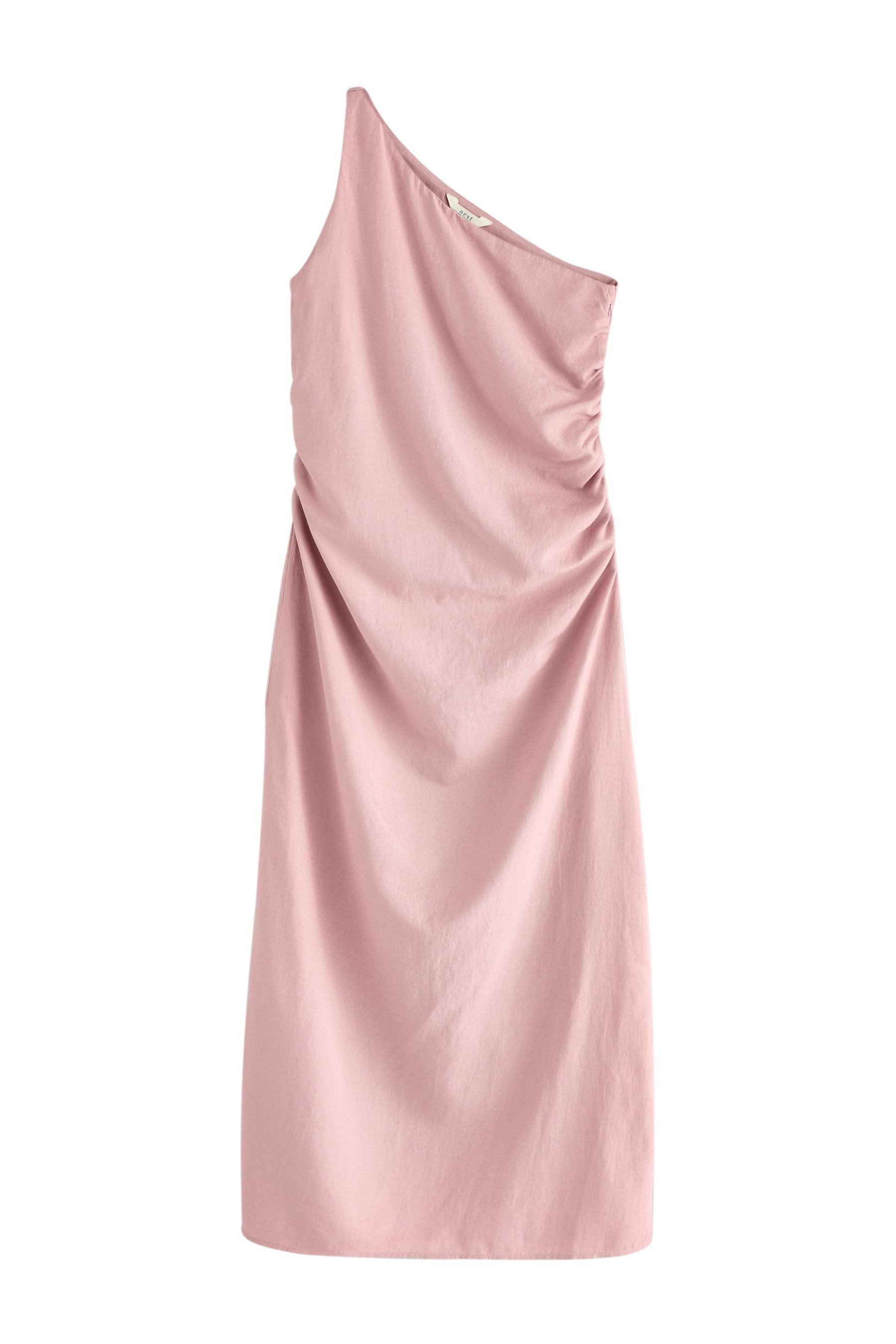 Next One-Shoulder-Kleid Gerüschtes One-Shoulder-Maxikleid mit Leinenanteil günstig online kaufen