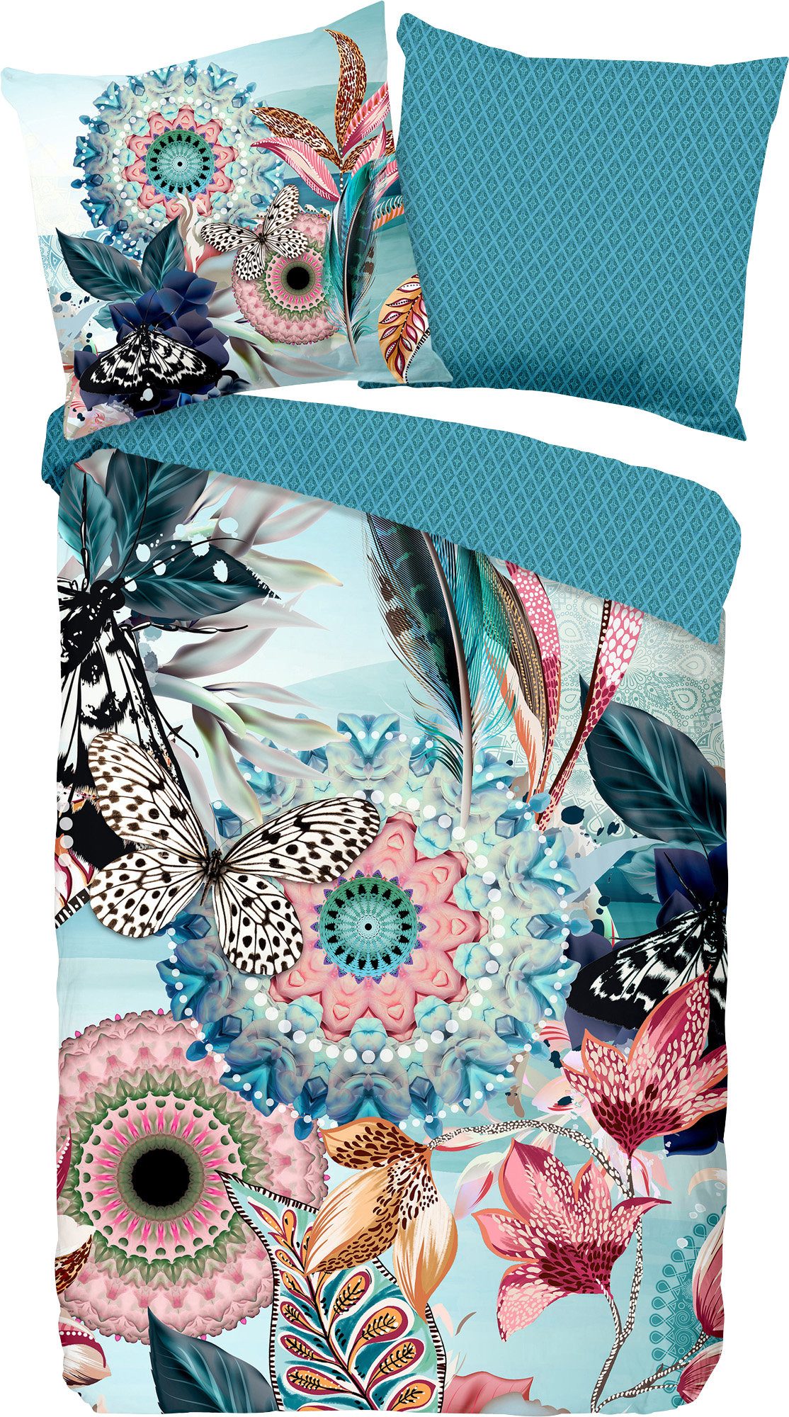 hip Bettwäsche Wendebettwäsche "Maximilian", Mako-Satin, Satin Blumen/Ornamente/Tiermotive: Schmetterling