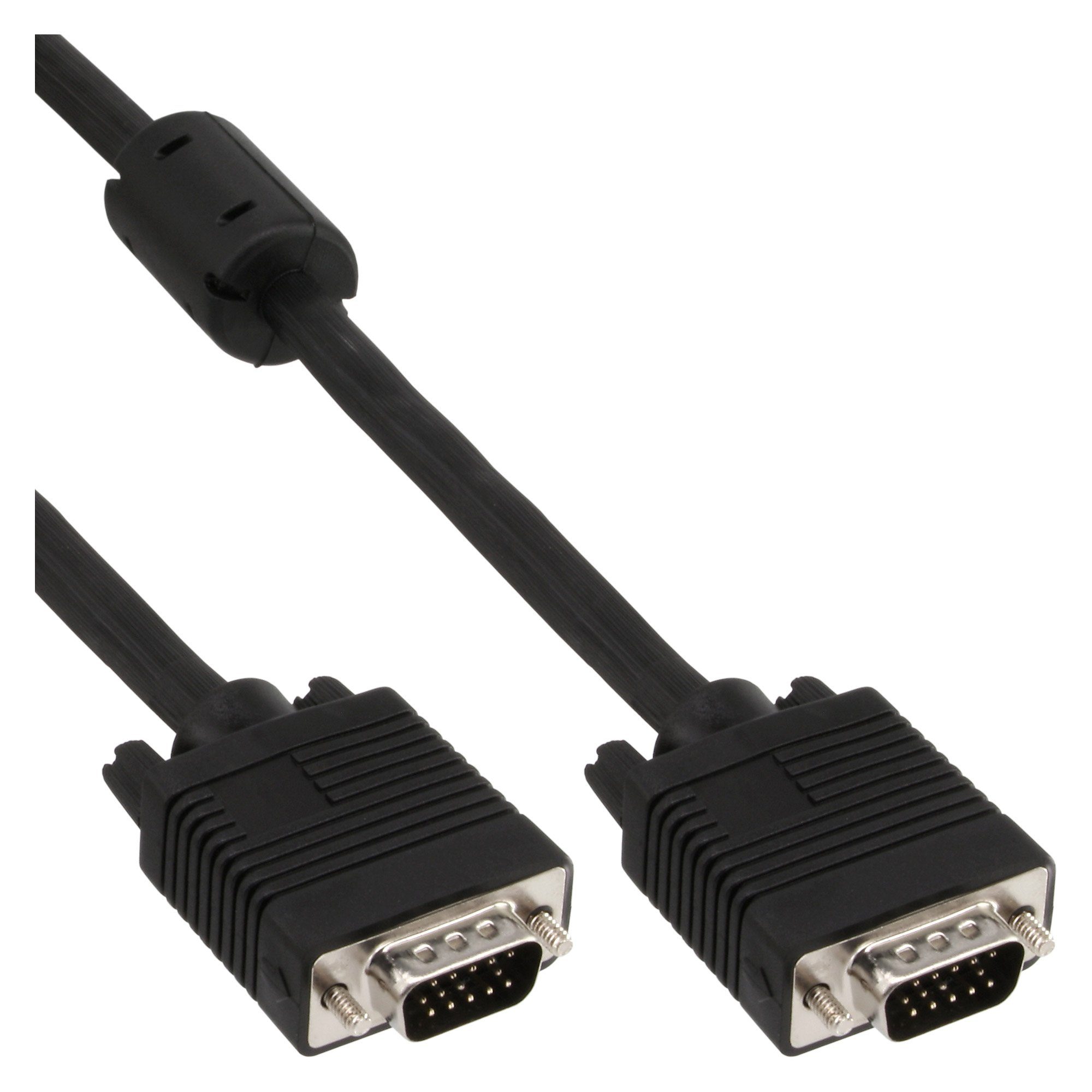 InLine 17718B S-VGA Kabel 5m – 15-poliger HD-Stecker, Schwarz, Für Monitor- Und Beamer-Anschluss