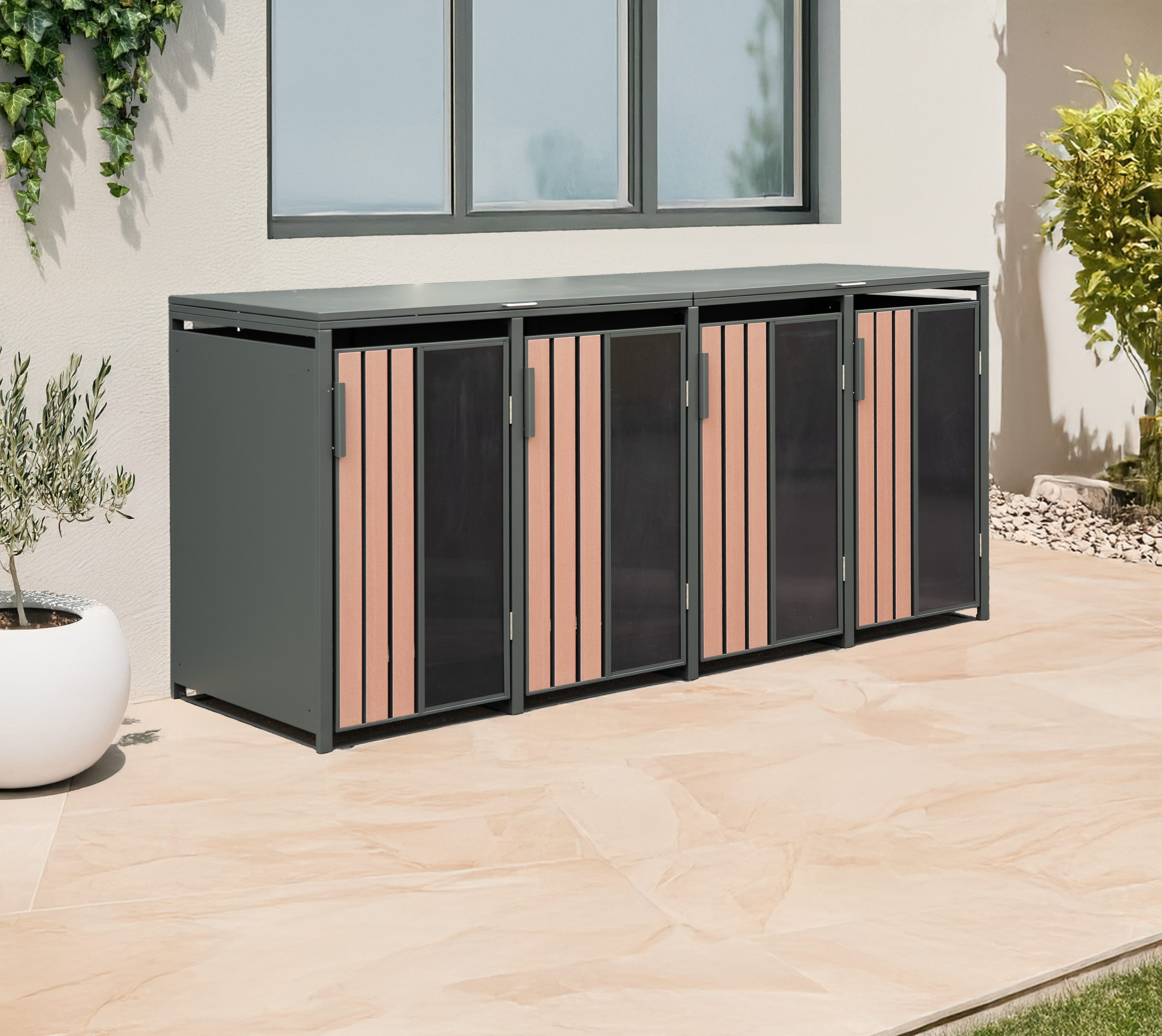 WESTMANN Mülltonnenbox Status 4, BxTxH: 265x80x116 cm, für 4x240 L Mülltonnen