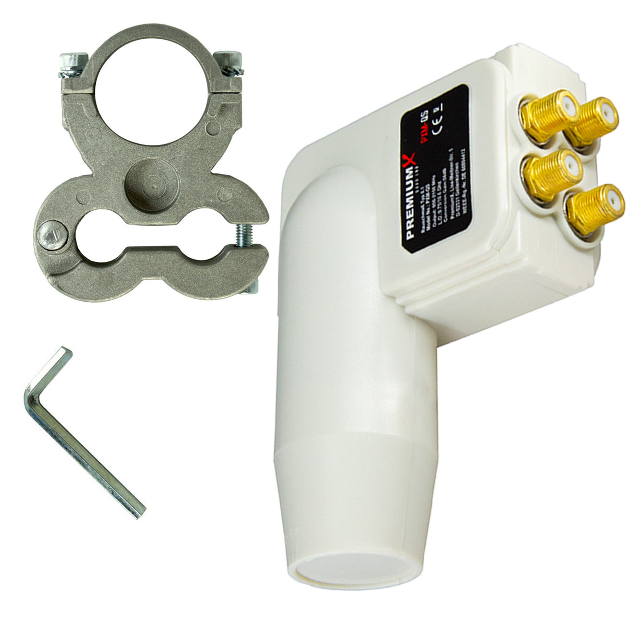 LNB Quad 4 Teilnehmer + Universal Adapter für Technisat Antennen Monoblock-LNB