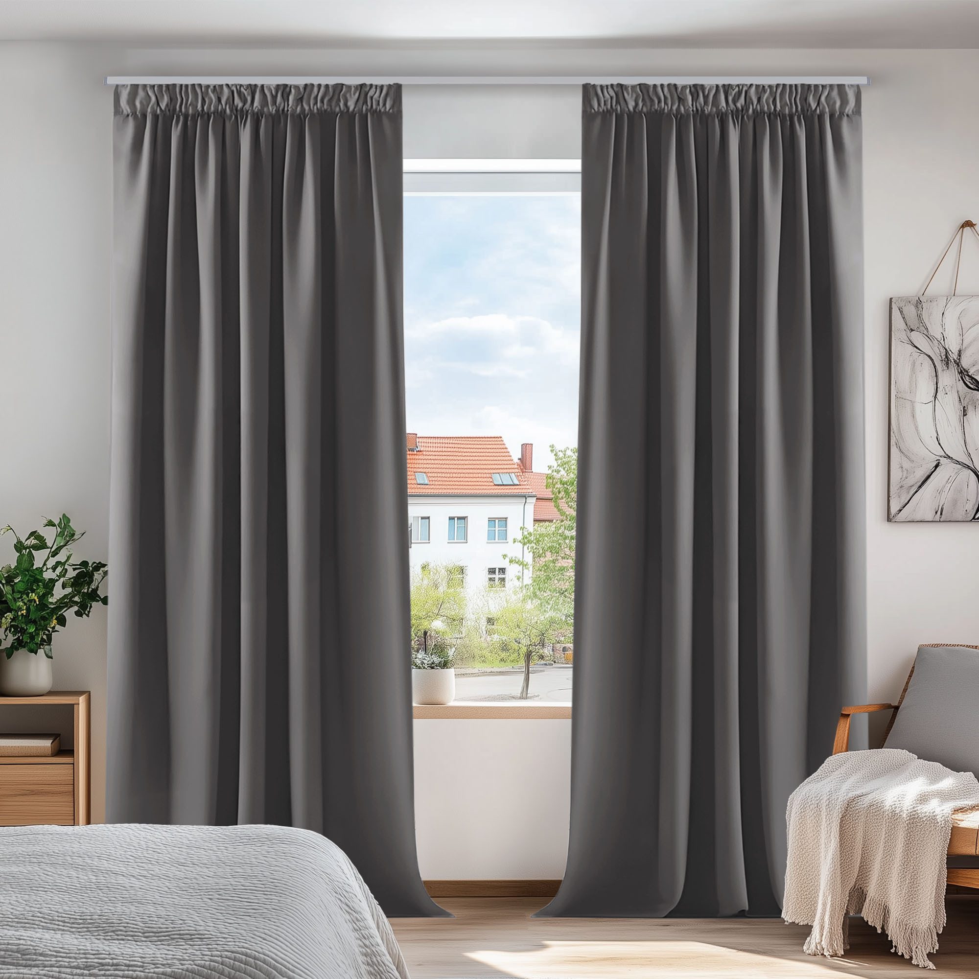 Deconovo Verdunkelungsvorhang Gardinen mit Kräuselband Blickdicht Vorhänge Wohnzimmer 2er Set, Vorhang Verdunkelung Vorhänge Kälteschutz Schlafzimmer Thermovorhang