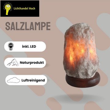 Lichthandel Hoch Tischleuchte Salzkristall-Lampe Salzlampe Salzkristallleuchte Saunabeleuchtung, LED wechselbar, 3000K, EINFACHE BEDIENUNG PER KIPPSCHALTER, GÄNGIGE E14 FASSUNG