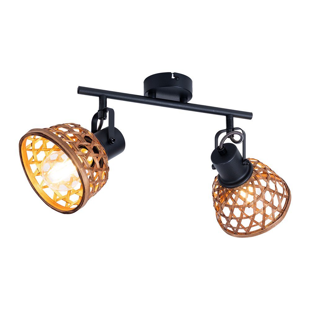 Deckenleuchte Bambus Deckenlampe inklusive, etc-shop Style Strahler Leuchtmittel Boho Farbwechsel, Deckenleuchte, Warmweiß, LED