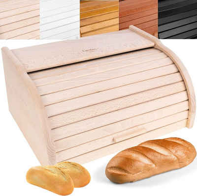 Creative Home Brotkasten Holz 38 x 28,5 x 17,5 cm Brotkiste mit Rolldeckel Brotbox