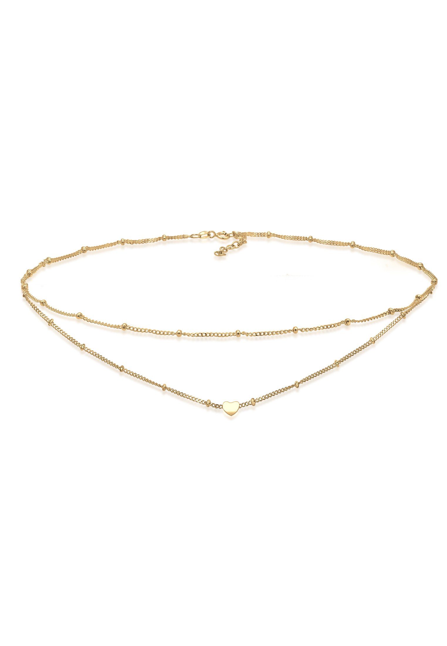 Elli Collier Choker Layer Kugelkette Herz 925 Silber Gold