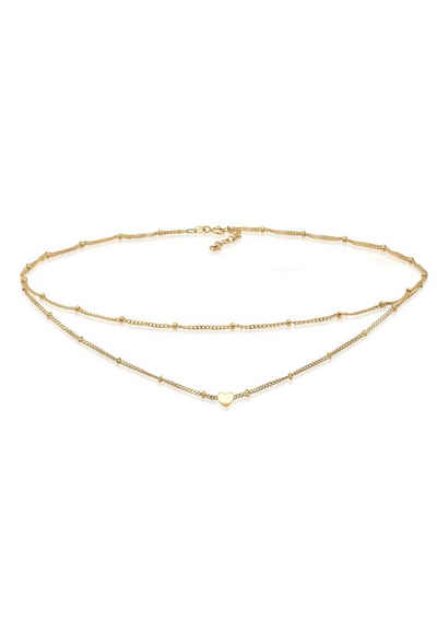 Elli Collier Choker Layer Kugelkette Herz 925 Silber