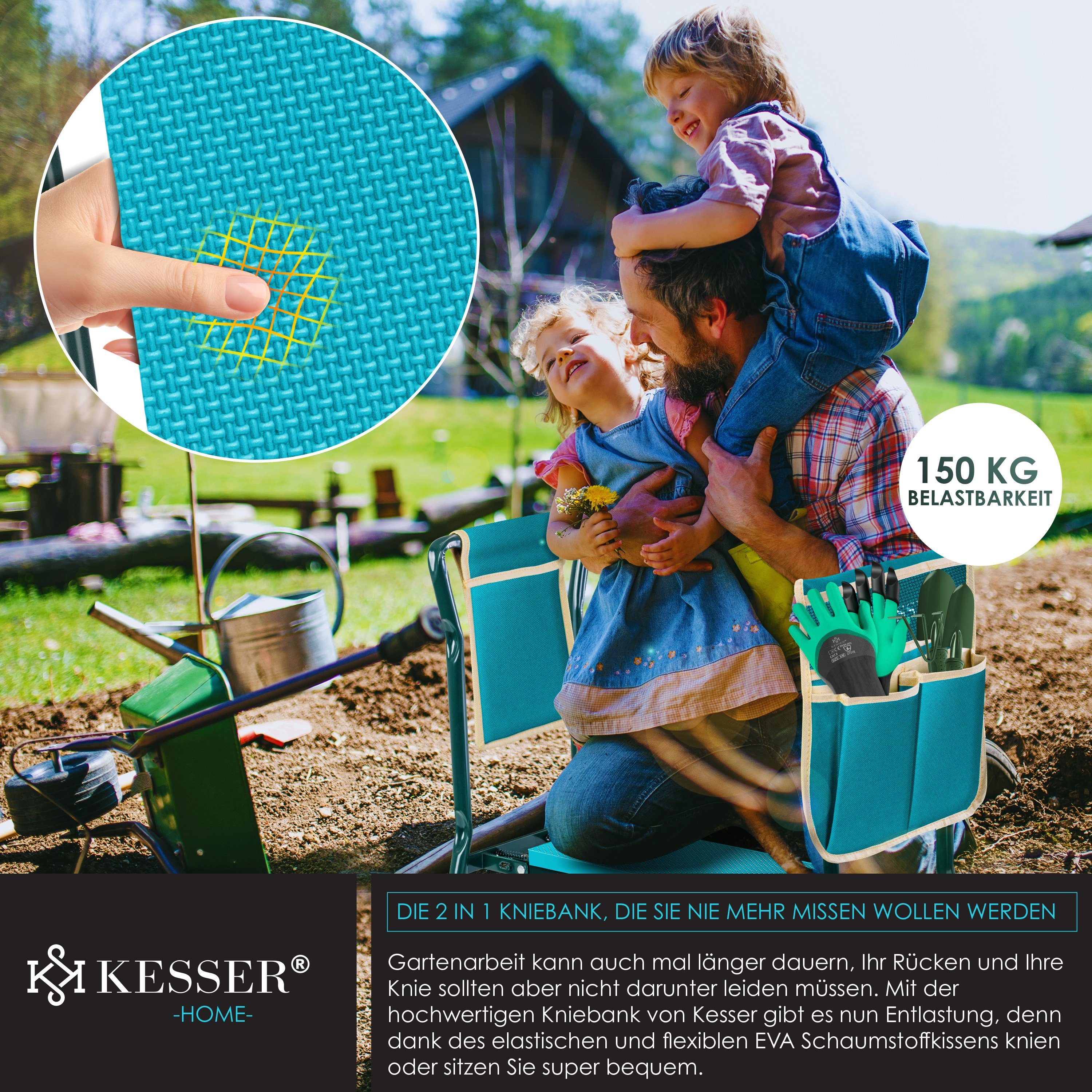 KESSER Kniebank, in XXL Kniebank für Gartenarbeit Gepolstert Sitzunterlage