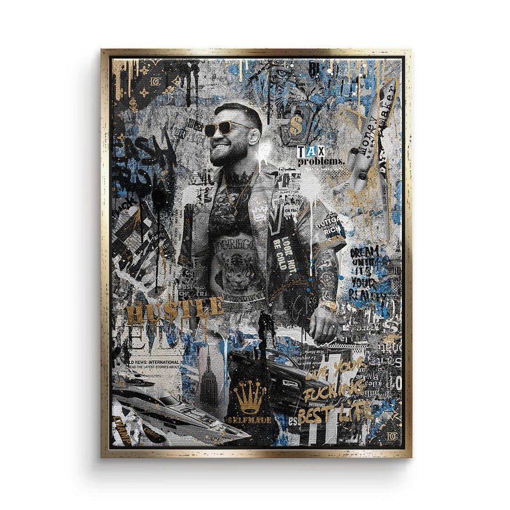 Leinwandbild, Rahmen Premium goldener Conor Edition McGregor DOTCOMCANVAS® - Motivationsbild