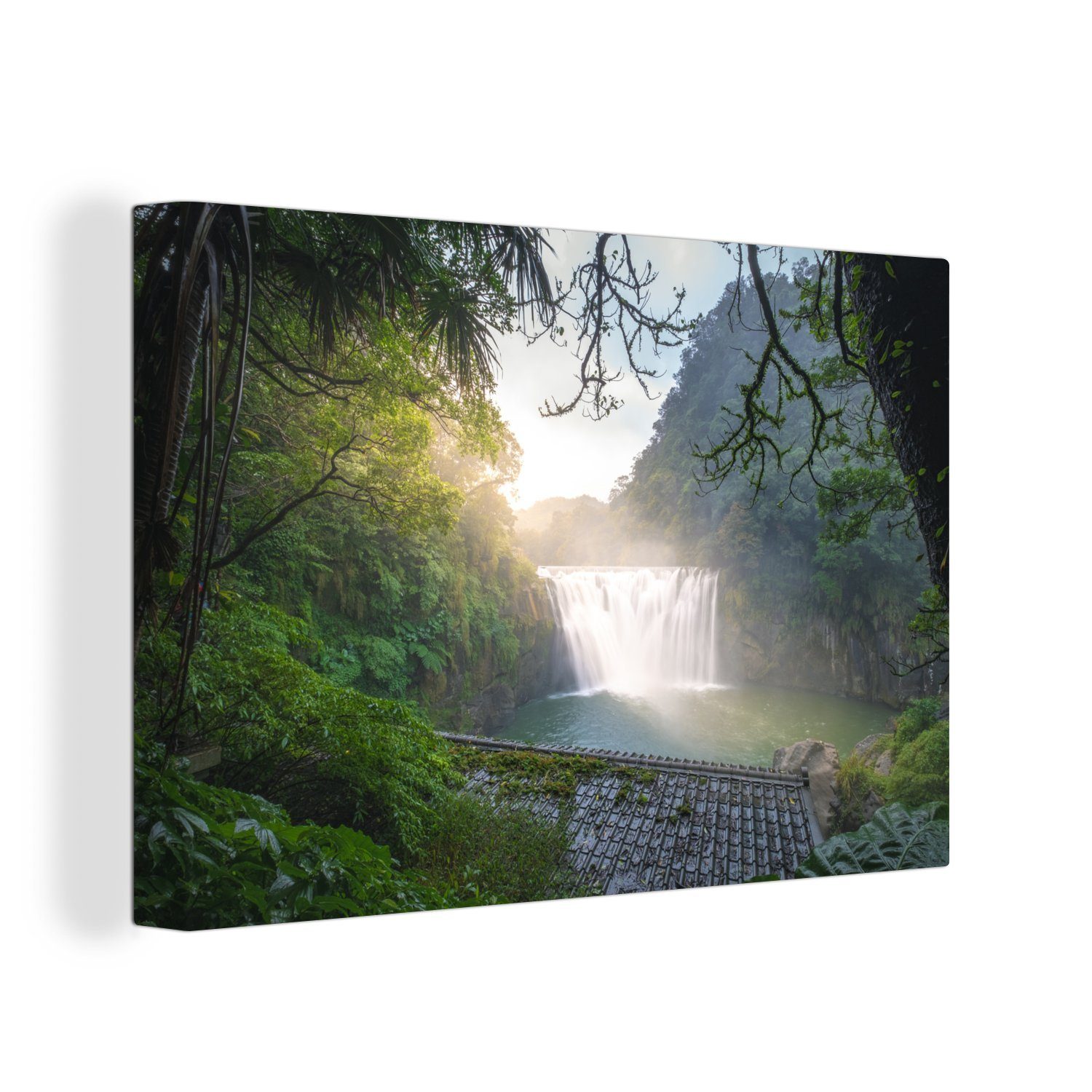 OneMillionCanvasses® Leinwandbild Shifen-Wasserfall in Taiwan, (1 St), Wandbild Leinwandbilder, Aufhängefertig, Wanddeko, 30x20 cm